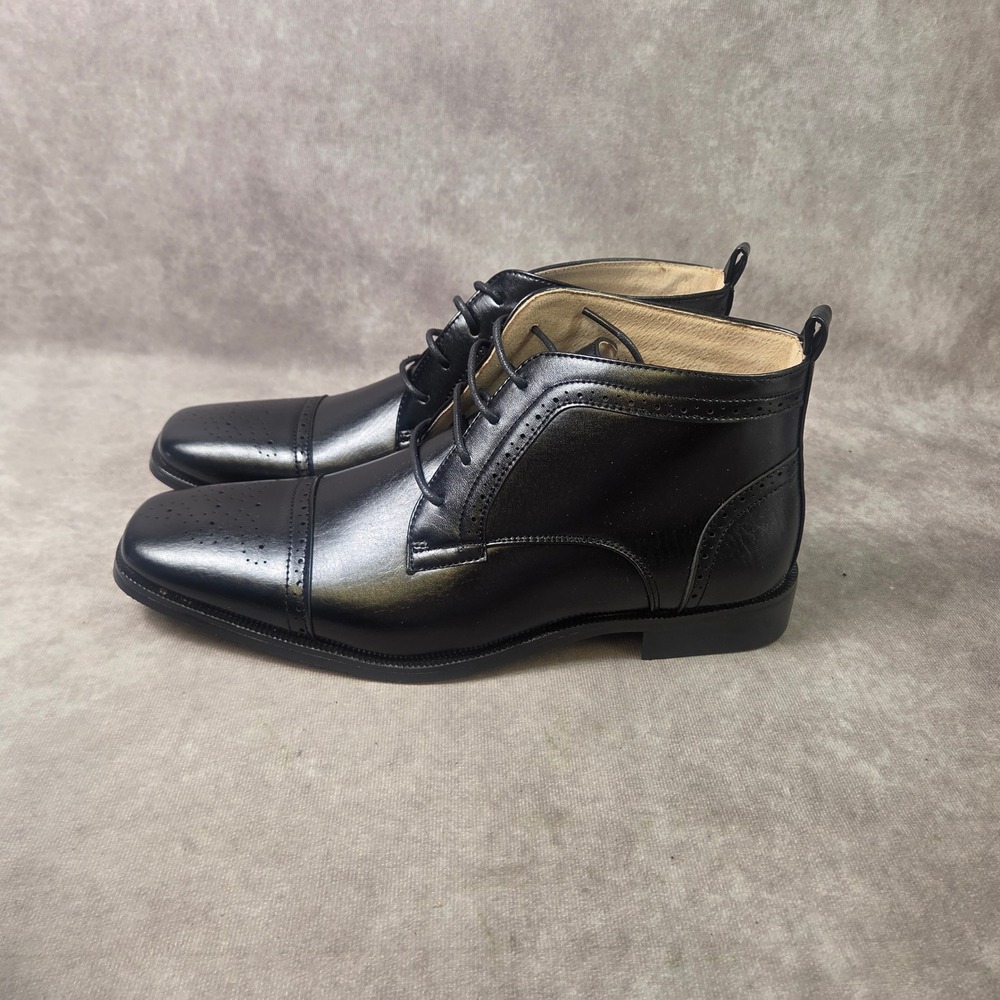Majestic Collection Mens Black Cap Toe Brogue Dress Boots S1303B 38892 Size 9.5